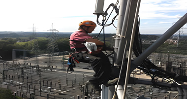 Image showcasing the installation of eyebolts, an essential feature used in rope access operations to secure anchorage points.